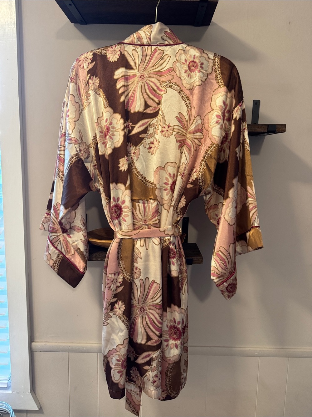 Oscar de la renta Floral Satin Robe Kimono.    L/Xl